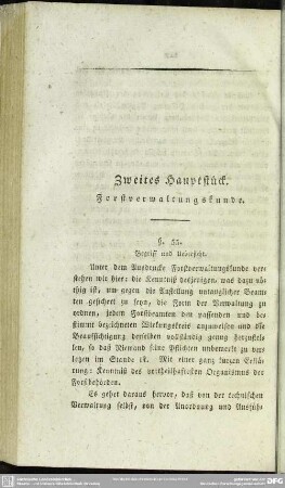 Zweites Hauptstück. Forstverwaltungskunde