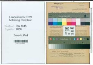 Entnazifizierung Karl Brueck , geb. 05.12.1896 (Werkmeister)