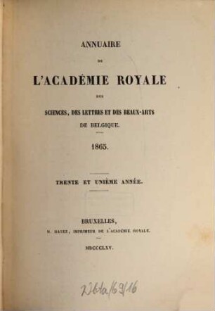 Annuaire. 31. 1865