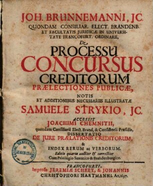 De processu concursus creditorum praelectiones publicae
