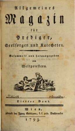 Allgemeines Magazin für Prediger, Seelsorger und Katecheten. 4. 1793