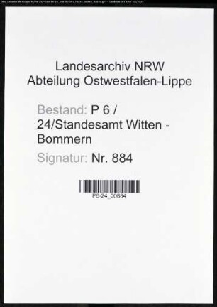 Sterberegister Standesamt Witten-Bommern