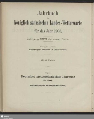 26.1908(1911): Jahrbuch der Königlich-Sächsischen Landeswetterwarte