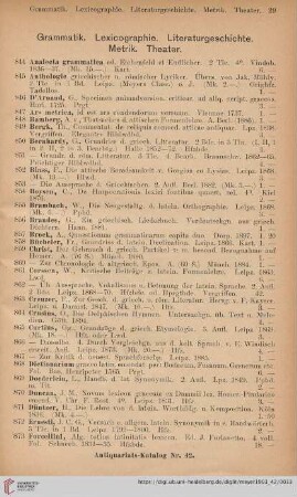 Grammatik. Lexicographie. Literaturgeschichte. Metrik. Theater (Nr. 844 - 984)