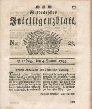 No. 23, Dienstag, den 4. Junius 1799