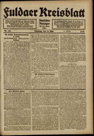 Ausgabe vom Dienstag, den 13. Mai 1919.