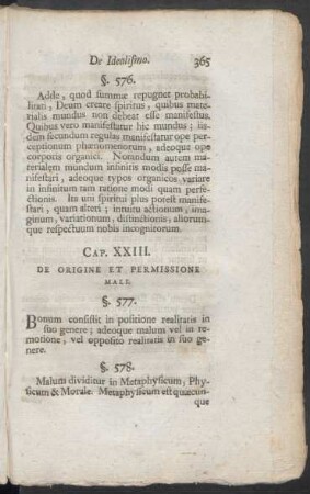 Cap. XXIII. De Origine Et Permissione Mali