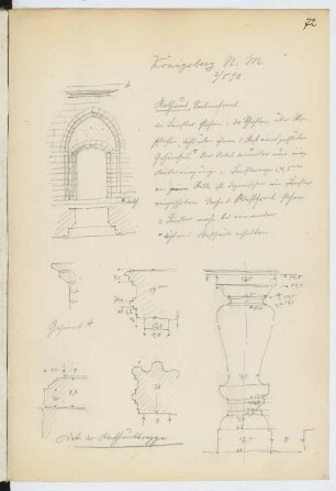 Rathaus, Königsberg/Neumark: Details (aus: Skizzen- und Fotoalbum 12)
