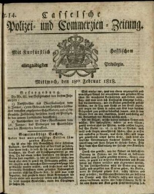 Nr. 14, Mittwoch, den 18ten Februar 1818