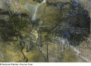 Konstruktive Landschaft aus Häusern und Ruinen