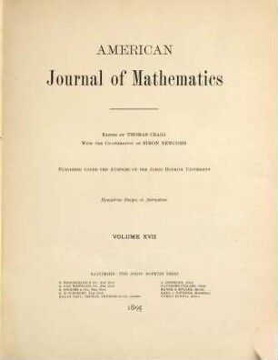 American journal of mathematics. 17. 1895