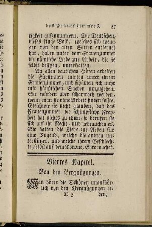 Viertes Kapitel. Von den Vergnügungen.