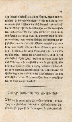 Thätige Aeußerung der Menschenliebe