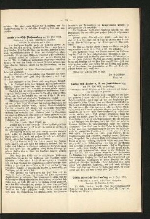 Fünfte ordentliche Versammlung am 6. Juni 1891