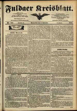 Erste Ausgabe vom Samstag, den 06. November 1909.
