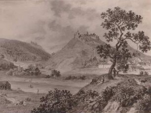 Ebernburg. Sepia-Zeichnung von Gayer . 1843