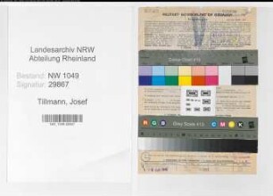 Entnazifizierung Josef Tillmann , geb. 08.12.1884 (Lokfuehrer)