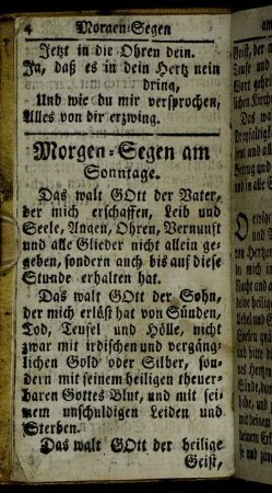Morgen-Segen am Sonntage. - Abend-Segen am Sonnabend.