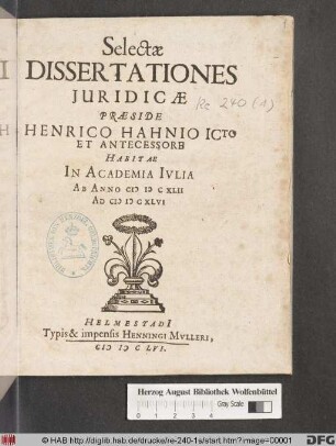 Selectae Dissertationes Iuridicae