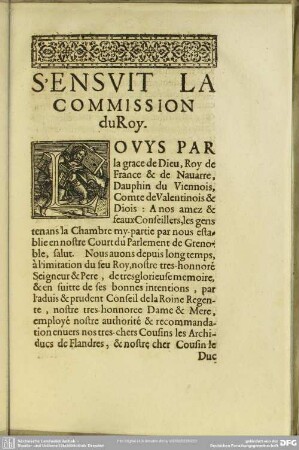 Sensuit La Comission du Roy