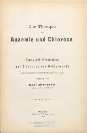 Zur Therapie der Anaemie und Chlorose