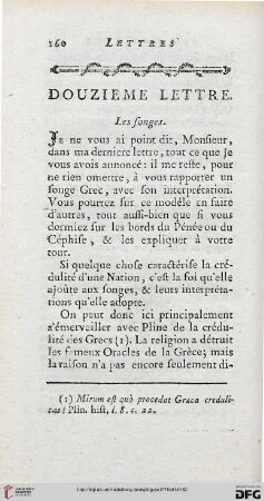 Douzième lettre: Les songes