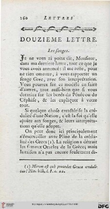 Douzième lettre: Les songes