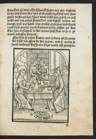 Hie sint sy wider komen und siedent und bratent die fisch/ und essent by der witwe. und sy meint sy weren verloren das sy als lange warent uß gewesen.