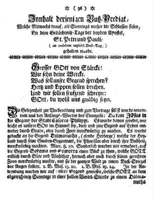 Inhalt derjenigen Buß-Predigt,...