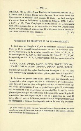 QUESTIONS DE GÉOMÉTRIE ET TROGONOMÉTRIE.