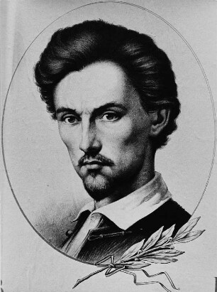 Reproduktion eines Porträts des Dichters Sándor Petöfi (1823-1849)