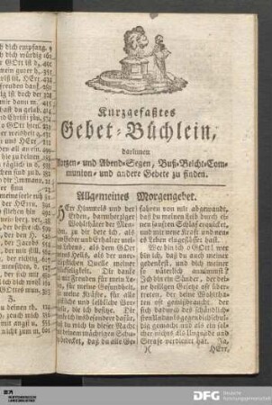 Kurzgefaßtes Gebet-Büchlein [...].
