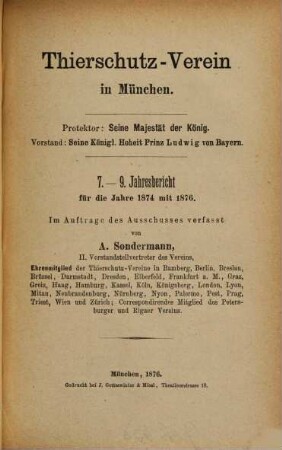 Jahresbericht : für die Jahre ... 7/9. 1874/76 (1876)