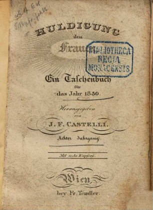 Huldigung den Frauen : ein Taschenbuch, 8. 1830