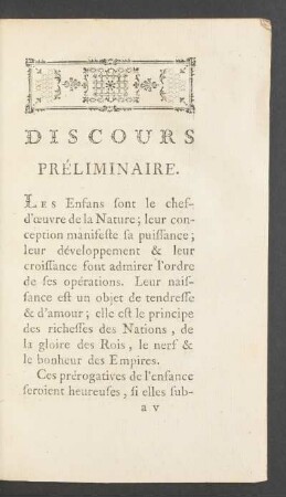 Discours préliminaire.