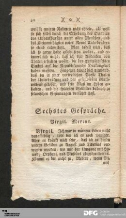 Sechstes Gespräche. Virgil. Mercur.