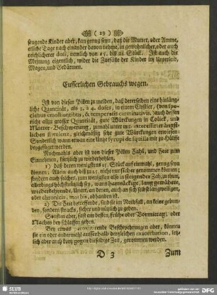 Eusserlichen Gebrauchs wegen ...