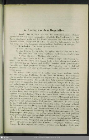 5. Auszug aus dem Regulative