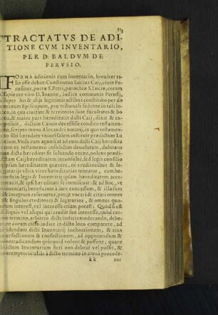 Tractatus De Aditione Cum Inventario, Per D. Baldum De Perusio.