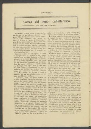 Acerca del honor caballeresco