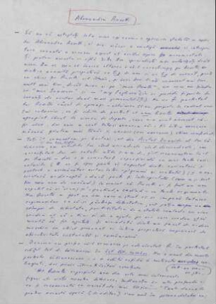 Alexandru Rosetti : Manuskript