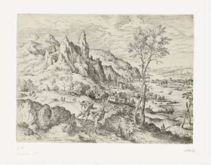 Daphne verfolgt von Apoll, Blatt 8 der Folge "Landschaften mit biblischen und mythologischen Szenen"