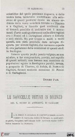 Ser. 2:1: Le navicelle votive in bronzo del R. Museo di Antichità di Cagliari