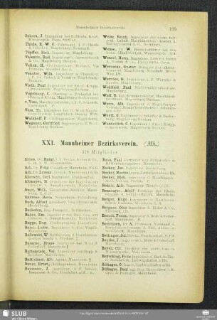 XXI. Mannheimer Bezirksverein.