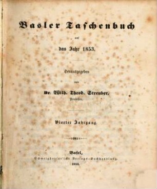 Basler Taschenbuch. 4. 1853