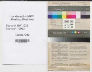 Entnazifizierung Otto Toenis , geb. 01.06.1895 (Steiger)
