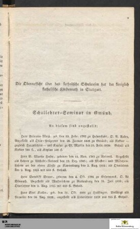 Schullehrer-Seminar in Gmünd (Lehrer und Schüler) und Königliche Erziehungs-Anstalten
