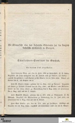 Schullehrer-Seminar in Gmünd (Lehrer und Schüler) und Königliche Erziehungs-Anstalten