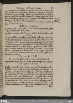 Epist. CCLII. Ad Joannem, Episcopum, contra librum Pelagii