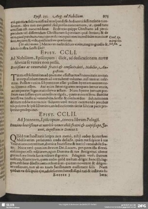 Epist. CCLII. Ad Joannem, Episcopum, contra librum Pelagii